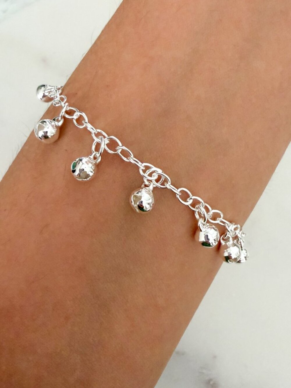925 Sterling Silver Bead Bracelet Dangle Ball Charm Bracelet